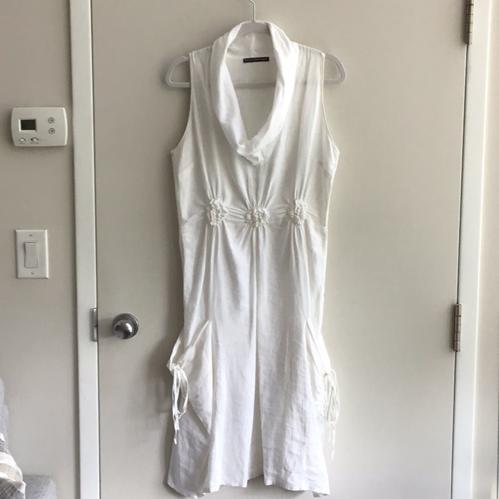 White linen midi dress - size 38